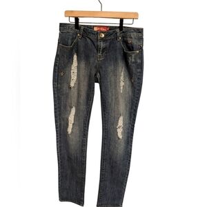 Apple Bottoms Distressed Jeans Embellished Pockets Dark Wash Denim‎ Size 9